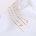 Elegante goldene Quastenohrringe mit filigranem Halbmond- und Stern-Zirkonia-Design - NE1072-Mond Stern