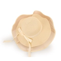 Beige wide brim straw hat with love you forever ribbon and wavy mesh edge detailing - M (56-58cm) / Beige