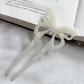 Elegant white acetate butterfly hair pin with iridescent pearlescent finish - Mermaid White