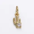 Exquisite 18K gold plated cactus pendant with sparkling zircon and polished finish - Gold Cactus Zircon Charm