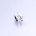 7mm silver stainless steel square alphabet bead with engraved letter B for DIY jewelry - Letter B