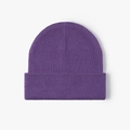 Unisex double-layer thick knitted beanie in deep purple color for autumn and winter - One Size / Heather Purple (23B090)