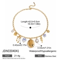 Gold stainless steel layered necklace with oval photo locket and heart charms - Oval Locket Style(JDN0304041)