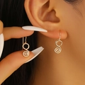 Minimalist gold spiral earrings with circular geometric hook design for women - Spiral Ring Style (10638) / Gold