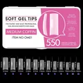 Tabla de tallas para 550 puntas de uñas de gel suave ataúd medio con medidas detalladas - SOFT GEL TIPS 01