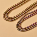 Close-up of rainbow hematite flat disc spacer beads for DIY jewelry making - Approx. 350 pcs per strand / 4# Pink Gold Disc (4*1mm)