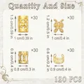 120PCS gold and silver hair braid rings set showing 4 different sizes and quantities - 120PCS (Bag) / Gold