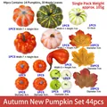44pcs Halloween decor set with artificial pumpkins and maple leaves in fall colors - Golden Autumn New Pumpkin 44PCS Set