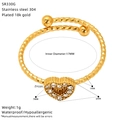 Detail of 18K gold-plated stainless steel heart ring with SR330G model and 17mm diameter - Hollow Heart Style (SR330G)
