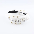 Serre-tête baroque en tissu blanc avec motifs de baseball et strass brillants pour femmes - Style de Baseball Blanc