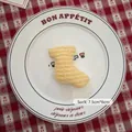 Mini yellow knitted Christmas stocking pendant 7.5cm x 6cm for DIY holiday decor - Stocking-02
