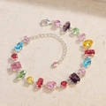 Colorful zircon gemstone bracelet with adjustable silver-tone chain and lobster clasp - Bracelet / Silver