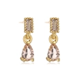 Gold-plated teardrop earrings with champagne rectangle and pear-shaped zircon stones - Champagne