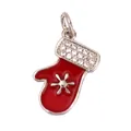 Christmas red glove charm with sparkling rhinestones and snowflake design for DIY jewelry - Silver Glove M844322W