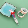 Christmas 4-color ballpoint pen with cartoon bunny topper and two decorative tapes - Christmas Series 7-White Stocking
