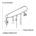 Silver dental pin brooch with tooth, toothbrush, and toothpaste charms for medical suits - Dental Theme