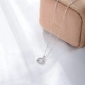 S925 silver zodiac necklace with round diamond pendant on white textured background - Cancer Silver Color