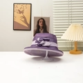 Cappello a secchiello elegante in organza viola da donna con fiore di nastro per l'estate - Viola