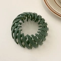 Matte green bird nest hair ring expanding ponytail clip with frosted plastic finish - Glossy Green