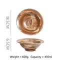 Japanese style hand-painted ceramic bowl with brushstroke texture, 18.5cm diameter - Dark Brush Stroke Straw Hat Bowl
