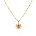Opal sun and moon pendant necklace in golden finish with a minimalist aesthetic - KC Gold Sun Pendant Style (8693)