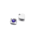 Silver heart pendant with round blue zircon gemstone showing front and back views - 6mm / Heart Steel Royal Blue