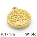 Golden round Tree of Life pendant in stainless steel with textured edge, 17mm, 4g - Gold Mini Tree of Life Round Style (KLJ4274-Z)