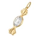 18K gold plated stainless steel candy pendant with clear oval gemstone on white background - Gold Candy