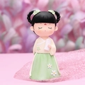 Chibi ancient Chinese style figurine in light green hanfu with white scroll - Large Green Reading