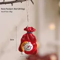 Ornamento natalizio a forma di sacco regalo rosso in resina con pupazzo di neve - Scatola Regalo Rossa