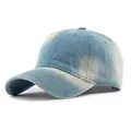 Vintage light blue washed denim baseball cap with distressed finish and soft crown - Adjustable / Light Blue