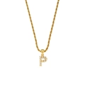 Golden twist chain necklace featuring a 18K gold-plated letter P pendant with white pearls - Letter P