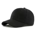 Klassische schwarze Woll-Baseballkappe mit sechs Paneelen und gebogenem Schirm für Winter - L(56-58cm) / Schwarz