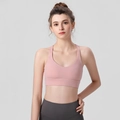 Rosafarbener Sport-BH mit breiten Trägern und Racerback-Design für Yoga-Fitness - S / Rosa