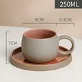 Japanese ceramic coffee cup and saucer in gray-beige with speckled pink orange interior - 250ML / Pink