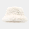 Sombrero de pescador de piel sintética blanca para mujer, felpa gruesa para invierno y exterior - Talla única / Blanco Roto