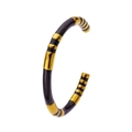 Bracciale retrò in acciaio inossidabile con finitura smaltata a righe nero e oro - Oro e Nero