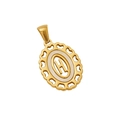 Pendentif ovale plaqué or avec lettre H en émail blanc et motifs de cœur - Lettre H (Pendentif Seul)