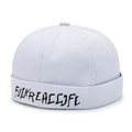 Dettaglio del cappello docker in cotone grigio chiaro con ricamo nero FULKREACLIFE - Regolabile / Bianco
