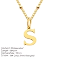 14K gold plated stainless steel initial S pendant necklace with beaded chain for women - Letter S / Gold