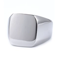 Anello a sigillo quadrato minimalista in acciaio inossidabile lucido con fascia larga - US 7 / Color Acciaio