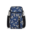 Mini-Umhängetasche mit dunkelblauen Kirschblüten, Wellenmuster und Herz-Reißverschluss - S / Blaue Blume