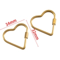 Golden heart-shaped carabiner screw lock hook for jewelry making, 34mm by 32mm size - 05 Heart Hexagon Connector - Gold