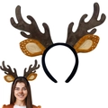 Brown plush reindeer antler headband with spotted ears for Christmas cosplay parties - Large Antlers 1