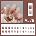 Short brown gradient nails with silver glitter, minimalist press-on nail kit for women - A578 Glue Type