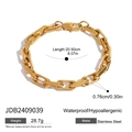 Gold stainless steel chunky chain bracelet with waterproof and hypoallergenic finish - Gold U-shaped Chain Style (JYB2409039)