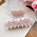 Pinza de pelo de corazón rosa brillante con pedrería púrpura y acabado de resina - 9cm / Rosa