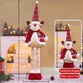 Christmas reindeer plush with telescopic legs extending from 60cm to 92cm height - Large Red Grid 90CM Telescopic Reindeer