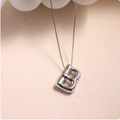 Polished silver puffer letter B pendant necklace with elegant box chain for women - Silver (With Necklace) B