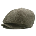 Classic dark brown herringbone newsboy cap in textured tweed with vintage aesthetic - L (58-60cm) / Shiny Thread Coffee